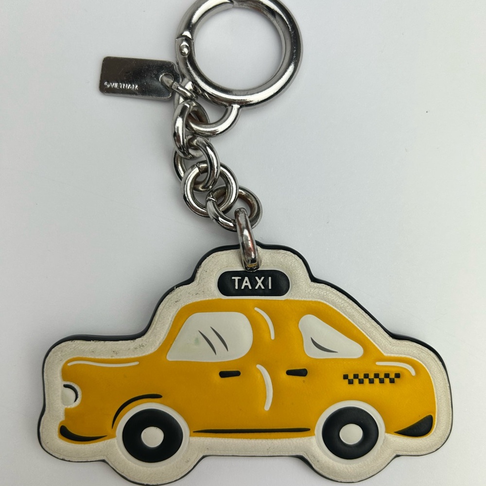 Coach New York leather yellow taxi cab car bag charm key fob (Style #58508)